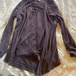 Purple Heather Gray Sweater Angled Duster
